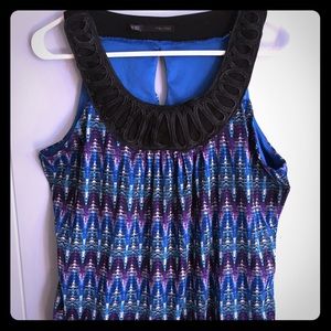 Blue & Black Dressy Tank Top